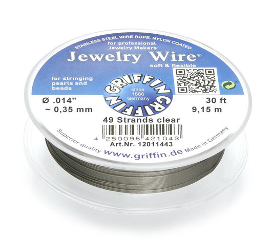 Griffin - Jewelry Wire - Thickness is 0.45 mm (.018") -49 strands with nylon coating - Spool contains 30 ft.
