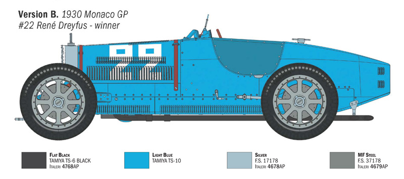 Italeri - 1:12 Bugatti Type 35B - Targa Florio '28 / Monaco GP '30 it is a car