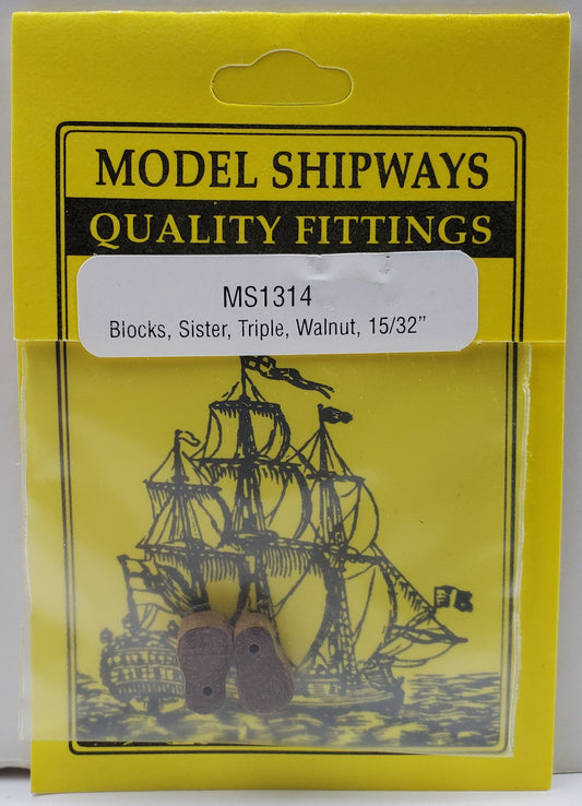 Model Expo - 15/32" (12mm) Walnut Single Sheave Sister Block 4 pcs
