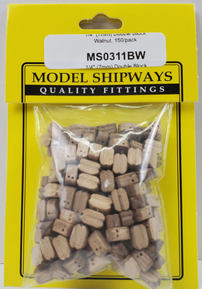 Model Expo - 1/4" (7mm) Walnut Double Sheave Block 150 pcs