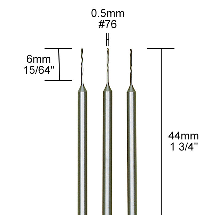 Proxxon - Tungsten vanadium micro twist drills, 3 pcs., 1/64" (0,5 mm)