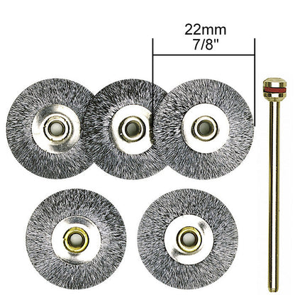 Proxxon - Carbon steel wheel brushes, 5 pcs., 7/8"