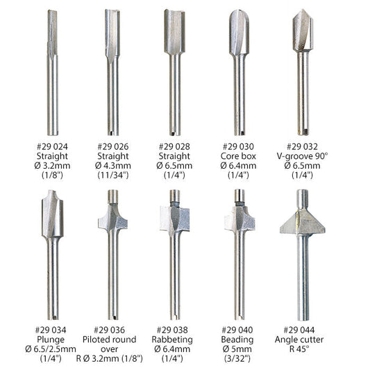 Proxxon - Router Bit Set, 10 pcs., in wooden box