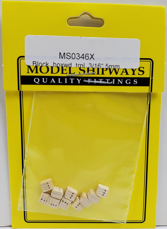 Model Expo - 3/16" (5mm) Boxwood Triple Sheave Block 20 pcs