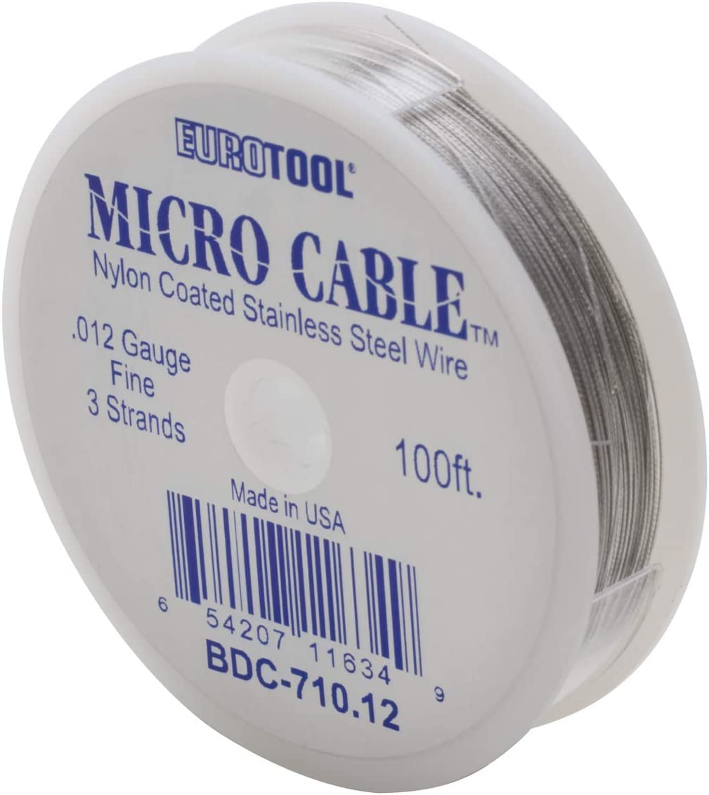 Eurotool - Micro Cable Beading Cord, Steel, .012 Inch, 100 Feet, 3 Strands