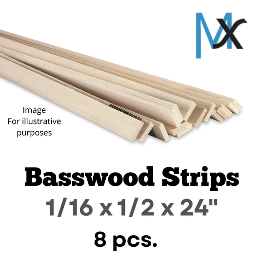 Model Expo - 1/16 x 1/2 x 24" Basswood Strips 8 pcs