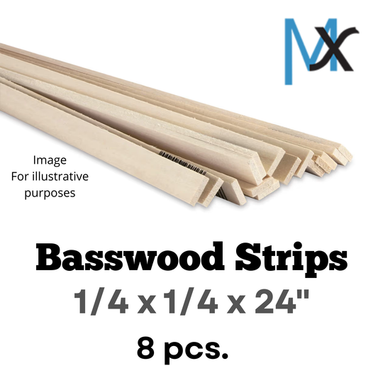 Model Expo - 1/4 x 1/4 x 24" Basswood Strips 8 pcs