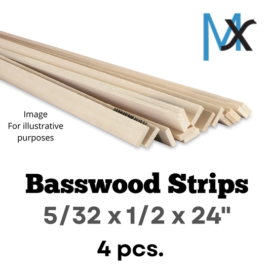 Model Expo - 5/32 x 1/2 x 24" Basswood Strips 4 pcs