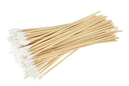 6" Birch Wood Handle Cotton Swabs, 100 pcs