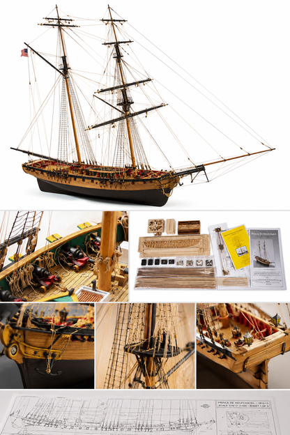 Model Shipways Prince de Neufchatel 1:64 Scale – Legendary War of 1812 American Privateer Brigantine Ship Model Kit