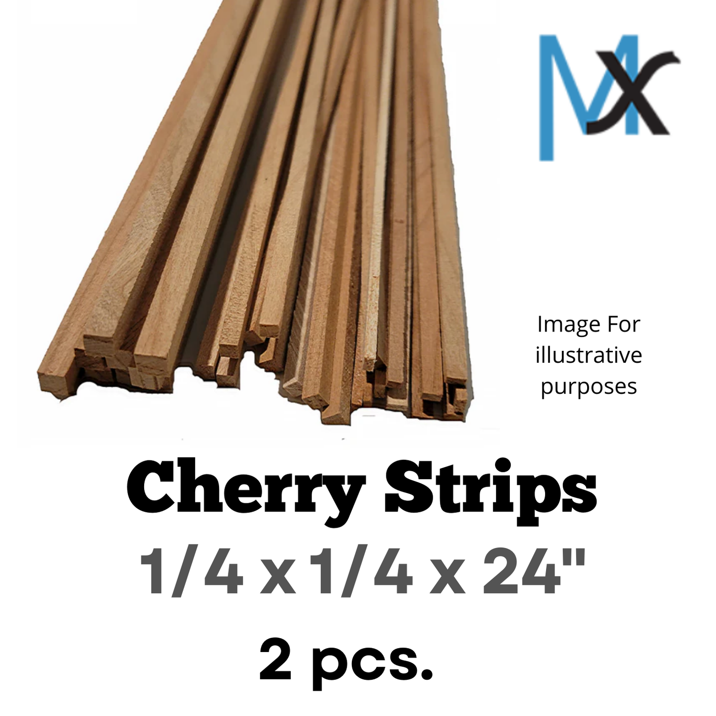 1/4 x 1/4 x 24" Cherry Strips 2 pcs