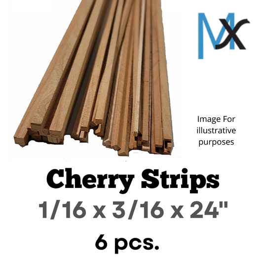 1/16 x 3/16 x 24" Cherry Strips 6 pcs