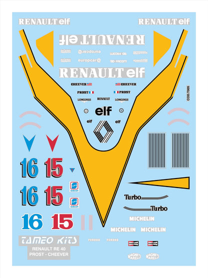 Tameo - TMK008 Formula 1 Renault RE40 Turbo- White Metal Car Kit - Scale 1:43, Made in Italy