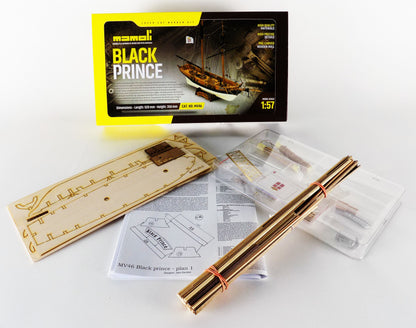 Model Shipways/Mamoli - Black Prince 1:57 Privateer  - Ben Franklin's Black Fleet -  Plank-On-Frame Model Ship Kit