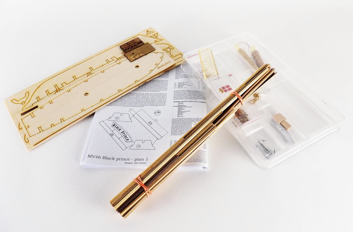 Model Shipways/Mamoli - Black Prince 1:57 Privateer  - Ben Franklin's Black Fleet -  Plank-On-Frame Model Ship Kit