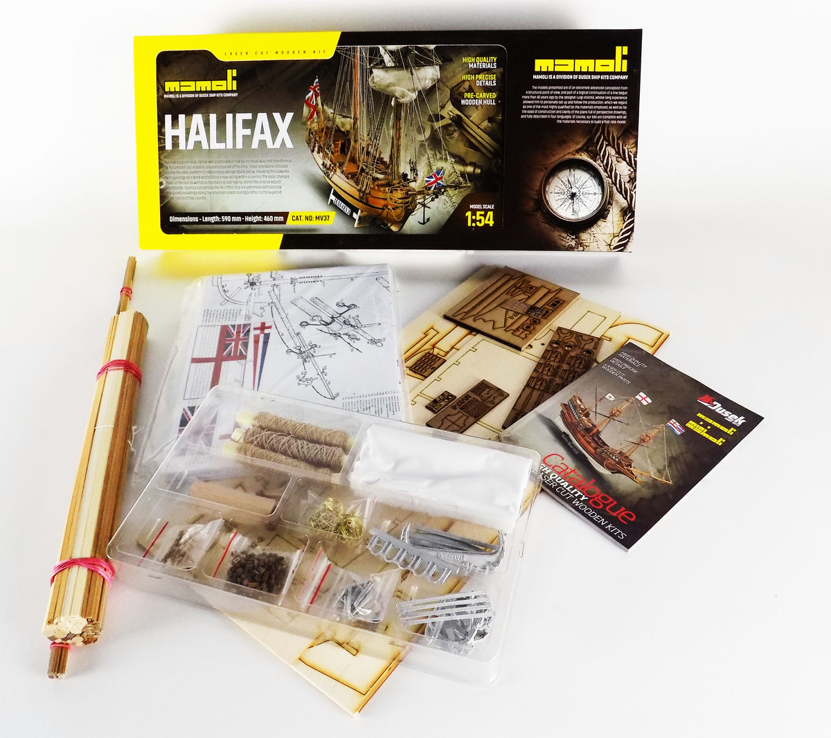 Dusek-Mamoli - Mamoli MV37 Halifax - Wood Plank-On-Bulkhead Ship Model Kit - Scale 1/54 - Length 590 mm (24")