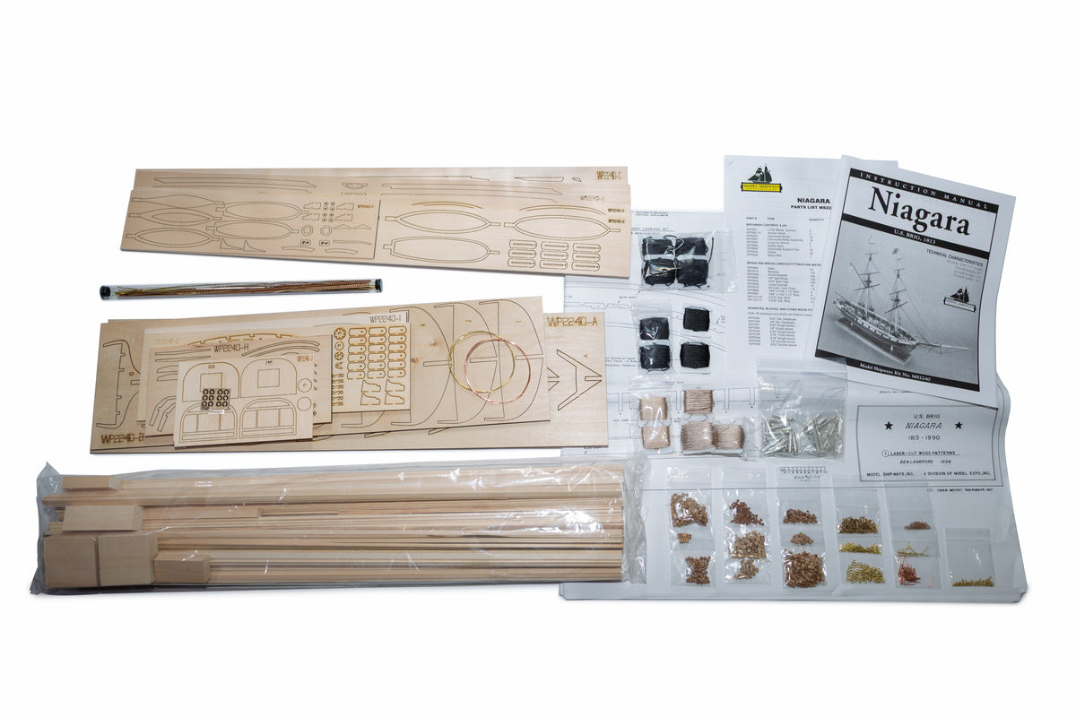Model Shipways U.S. Brig Niagara Wood Model Kit 1:64 Scale - Battle of Lake Erie Flagship