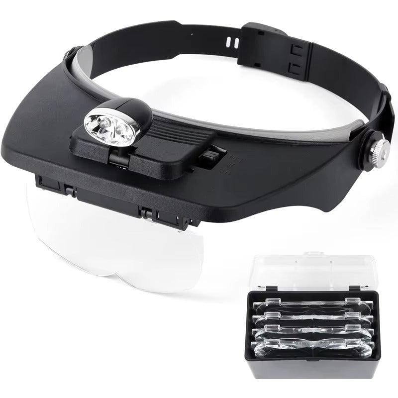 Model Expo Professional Headset Magnifying Glasses with Dual LED Light