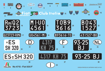 Italeri - 1:12 Fiat 500 F Upgraded Edition