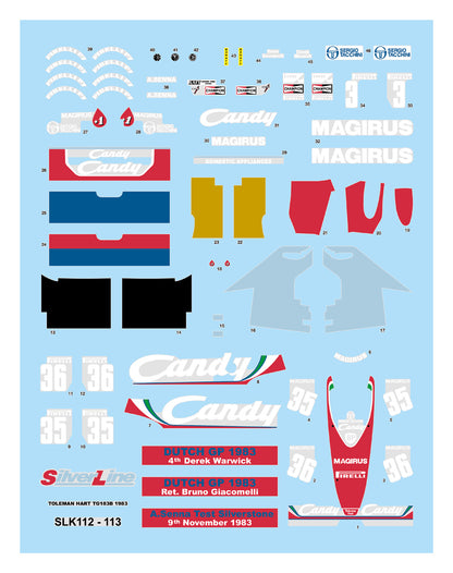 Tameo - SLK112 Toleman TG183B Hart - 1983 Netherlands G.P. - White Metal Car Kit - Scale 1:43, Made in Italy
