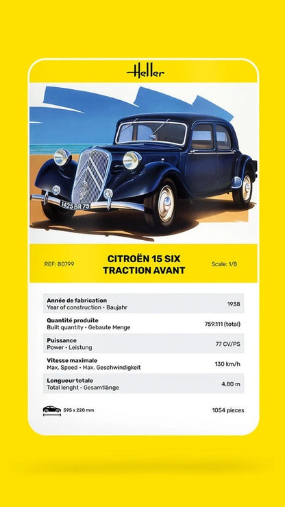 Heller 80799 -  Citroen 15 Six Traction Avant 1:8 Model Kit