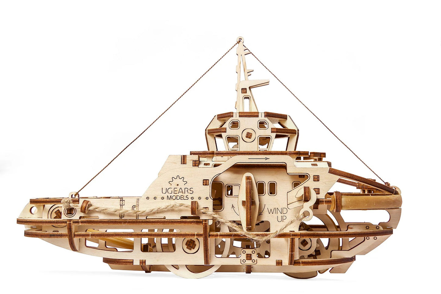UGears Working Tugboat: Laser-Cut Mechanical Wood Kit