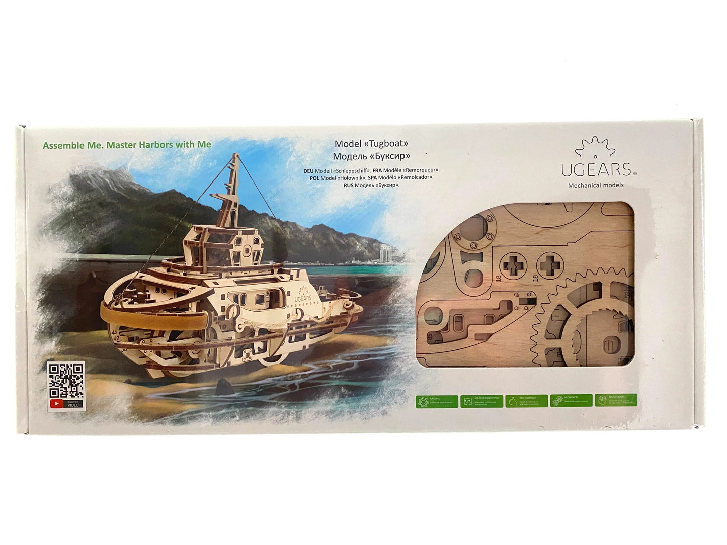 UGears Working Tugboat: Laser-Cut Mechanical Wood Kit