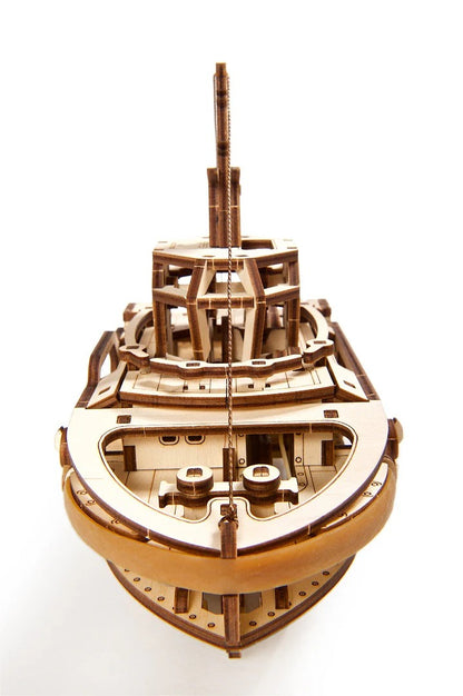 UGears Working Tugboat: Laser-Cut Mechanical Wood Kit