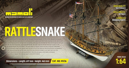USS Rattlesnake  1:64 Scale MV36 Plank-on-Bulkhead Kit by Mamoli
