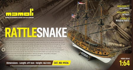 USS Rattlesnake  1:64 Scale MV36 Plank-on-Bulkhead Kit by Mamoli